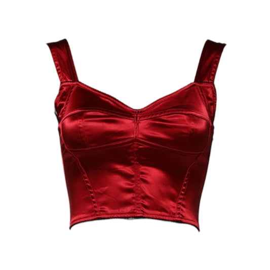 Dolce & Gabbana Red Bustier Sleeveless Corset Cropped Top