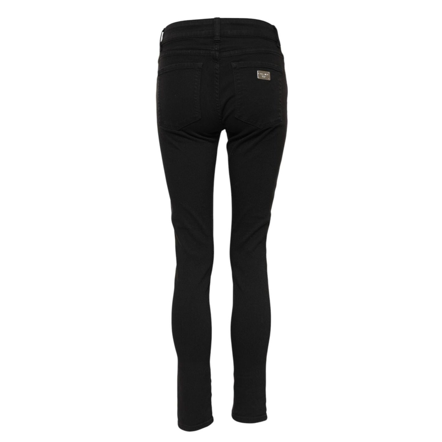 Dolce & Gabbana Black Cotton Logo Skinny Mid Waist Denim Jeans PAN75979-38