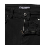 Dolce & Gabbana Black Cotton Logo Skinny Mid Waist Denim Jeans PAN75979-38