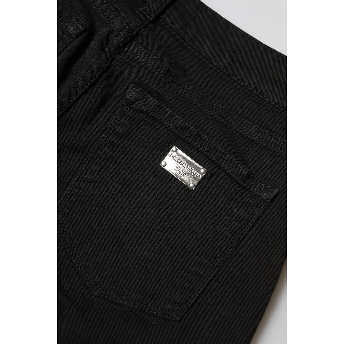 Dolce & Gabbana Black Cotton Logo Skinny Mid Waist Denim Jeans PAN75979-38