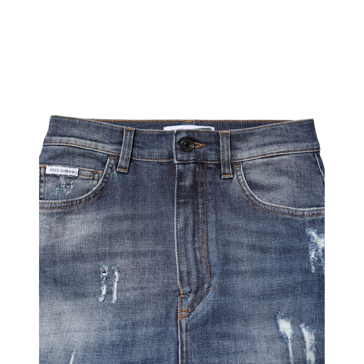 Dolce & Gabbana Blue Cotton HighWaist Skinny Denim Jeans