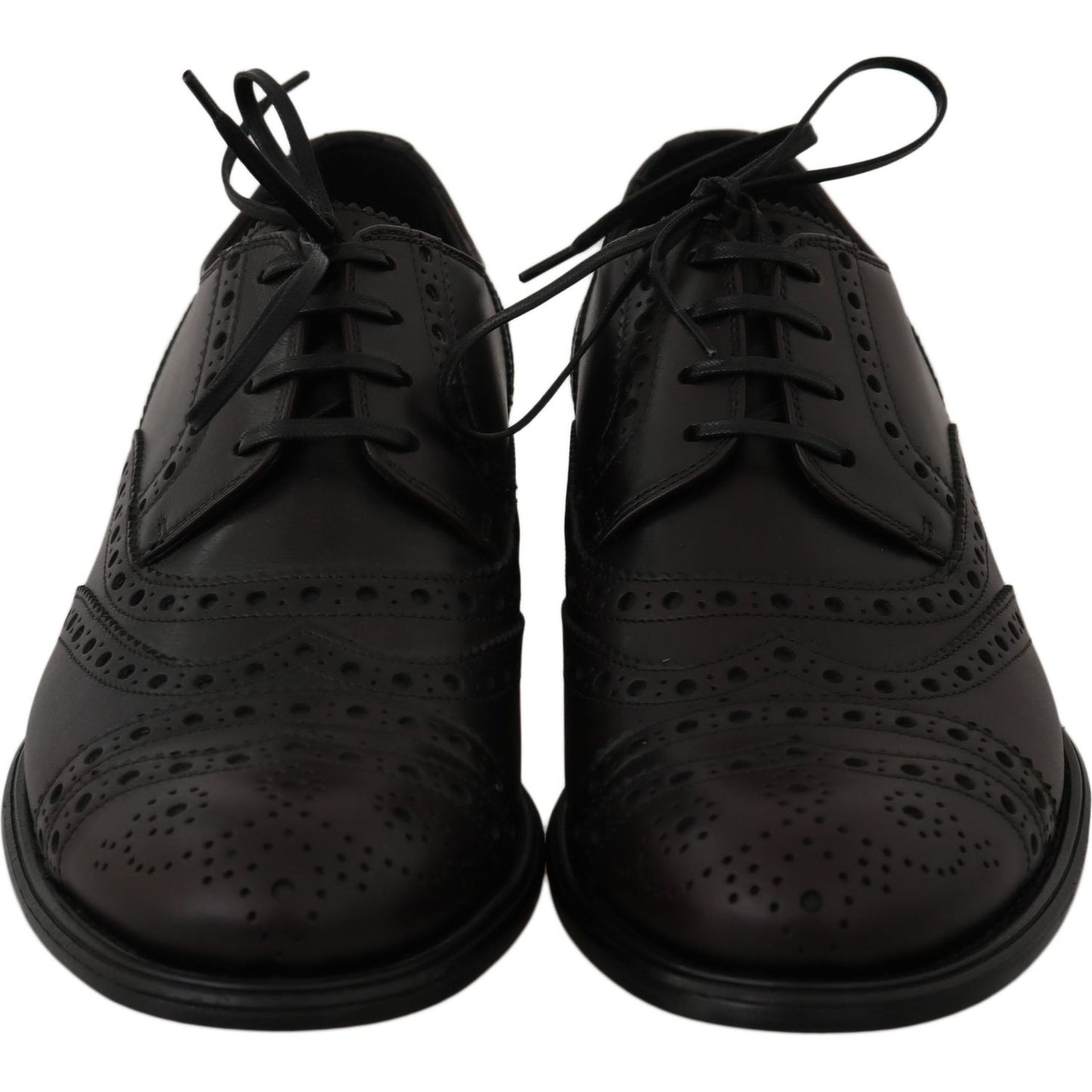 Dolce & Gabbana Black Leather Wingtip Oxford Dress Shoes MV2367-39