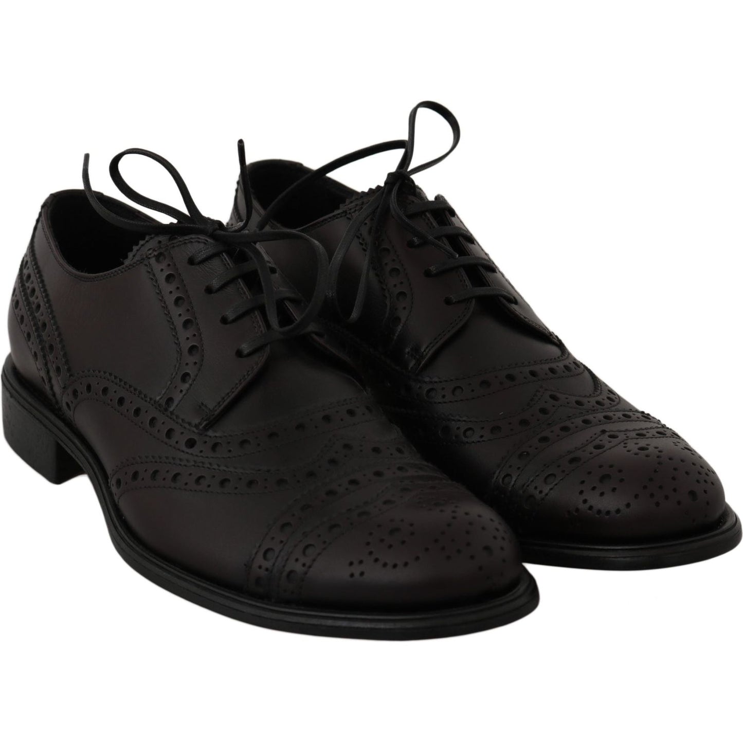 Dolce & Gabbana Black Leather Wingtip Oxford Dress Shoes MV2367-39
