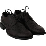 Dolce & Gabbana Black Leather Wingtip Oxford Dress Shoes MV2367-39