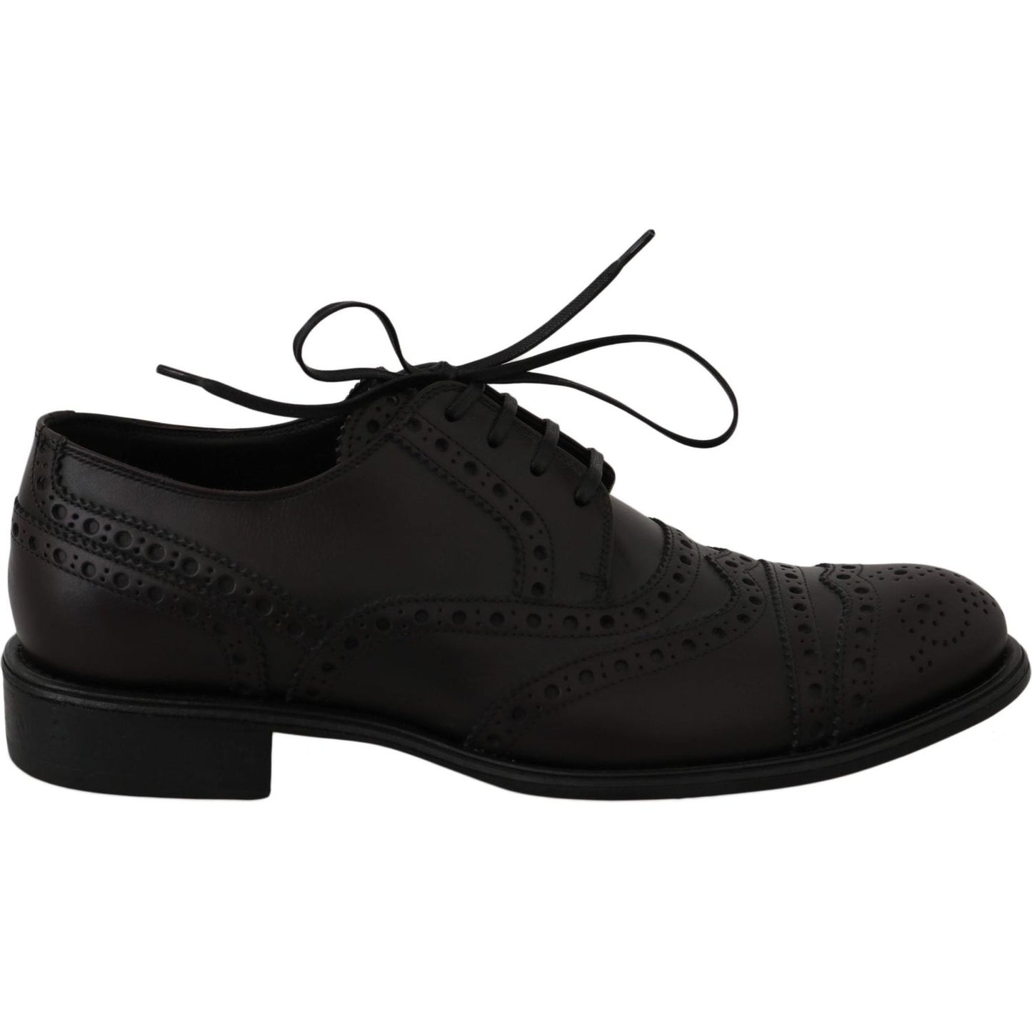 Dolce & Gabbana Black Leather Wingtip Oxford Dress Shoes MV2367-39
