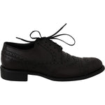 Dolce & Gabbana Black Leather Wingtip Oxford Dress Shoes MV2367-39