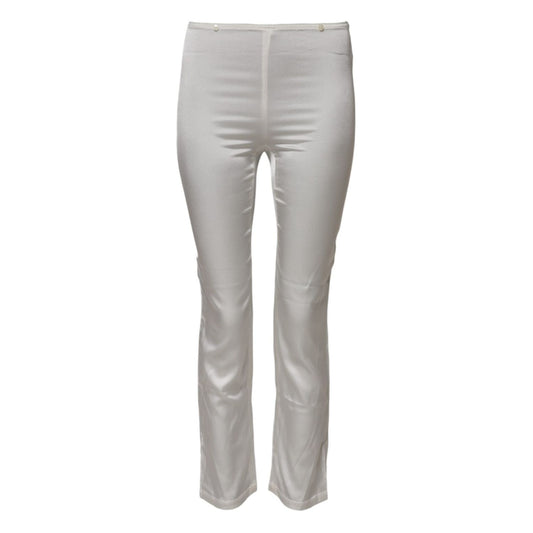 Dolce & Gabbana Ivory Silk Tapered High Waist Pants PAN76161-36