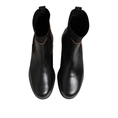 Sacai Black Chelsea Leather Pull On Women Ankle Boots Shoes