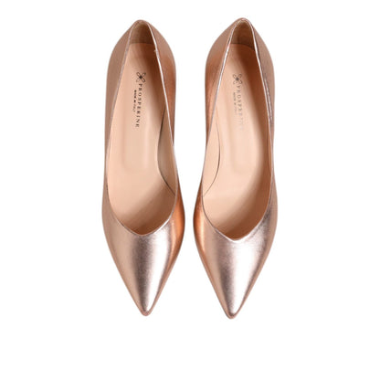 Prosperine Pink Leather Pumps Stiletto Heels Slip On Shoes