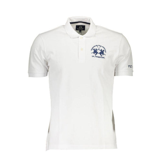 La Martina White Cotton Polo Shirt LA-13246-M