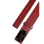 Dolce & Gabbana Maroon Classic Leather Metal Logo Buckle Belt