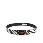 Dolce & Gabbana Black White Zebra Gold Metal Logo Buckle Belt