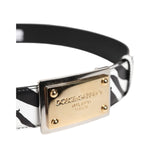Dolce & Gabbana Black White Zebra Gold Metal Logo Buckle Belt
