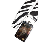 Dolce & Gabbana Black White Zebra Gold Metal Logo Buckle Belt