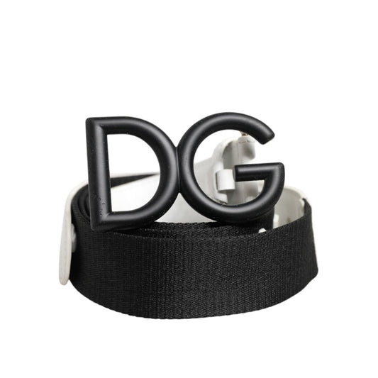 Dolce & Gabbana Black White Metal DG Logo Buckle Belt