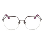 Guess Silver Women Glasses Frame in metal with rectangle design and half-rim style, includes branded case and spring hinge, size 52-18-140.