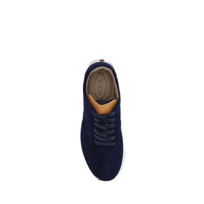 Tod's Blue Calf Leather Bos Taurus Low Top Sneakers