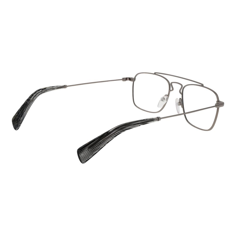 Yohji Yamamoto Silver Unisex Glasses Frame in full-rim aviator style, metal material, silver color with demo lenses.
