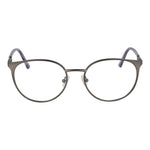 Guess Silver Women Glasses Frame, full-rim metal round eyeglasses with demo lenses in silver, spring hinge, includes branded case.