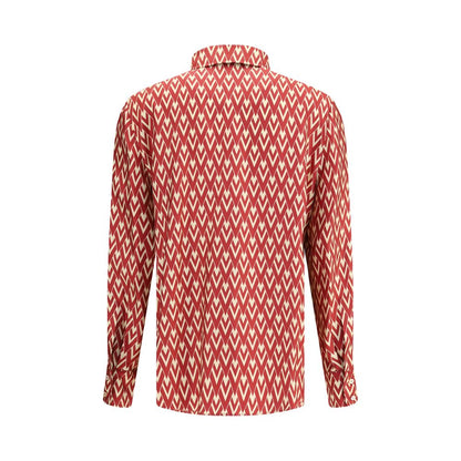 Valentino Red Silk Pattern Shirt