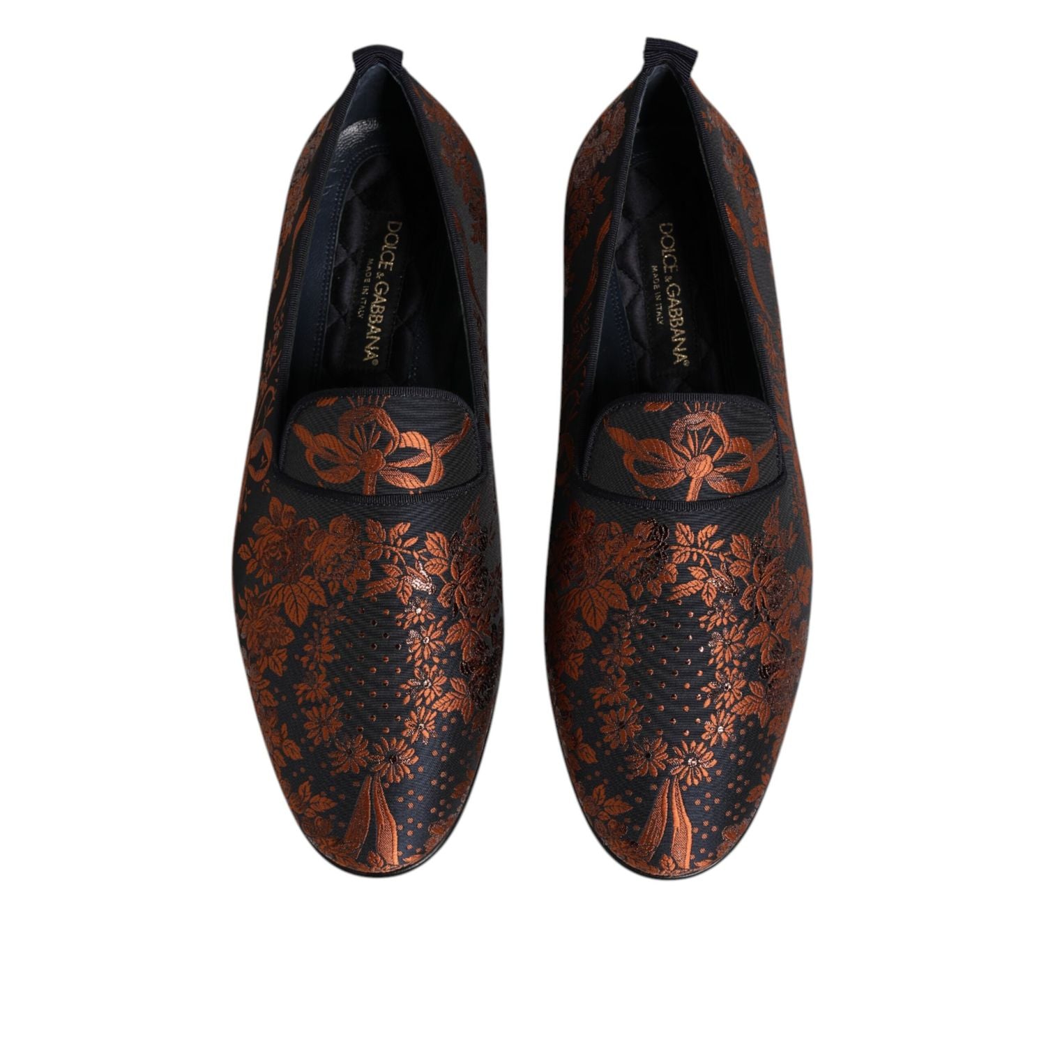 Dolce & Gabbana Black Jacquard Polyester Slip On Loafers Shoes