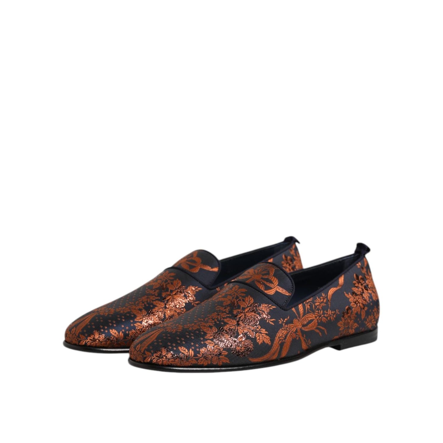 Dolce & Gabbana Black Jacquard Polyester Slip On Loafers Shoes