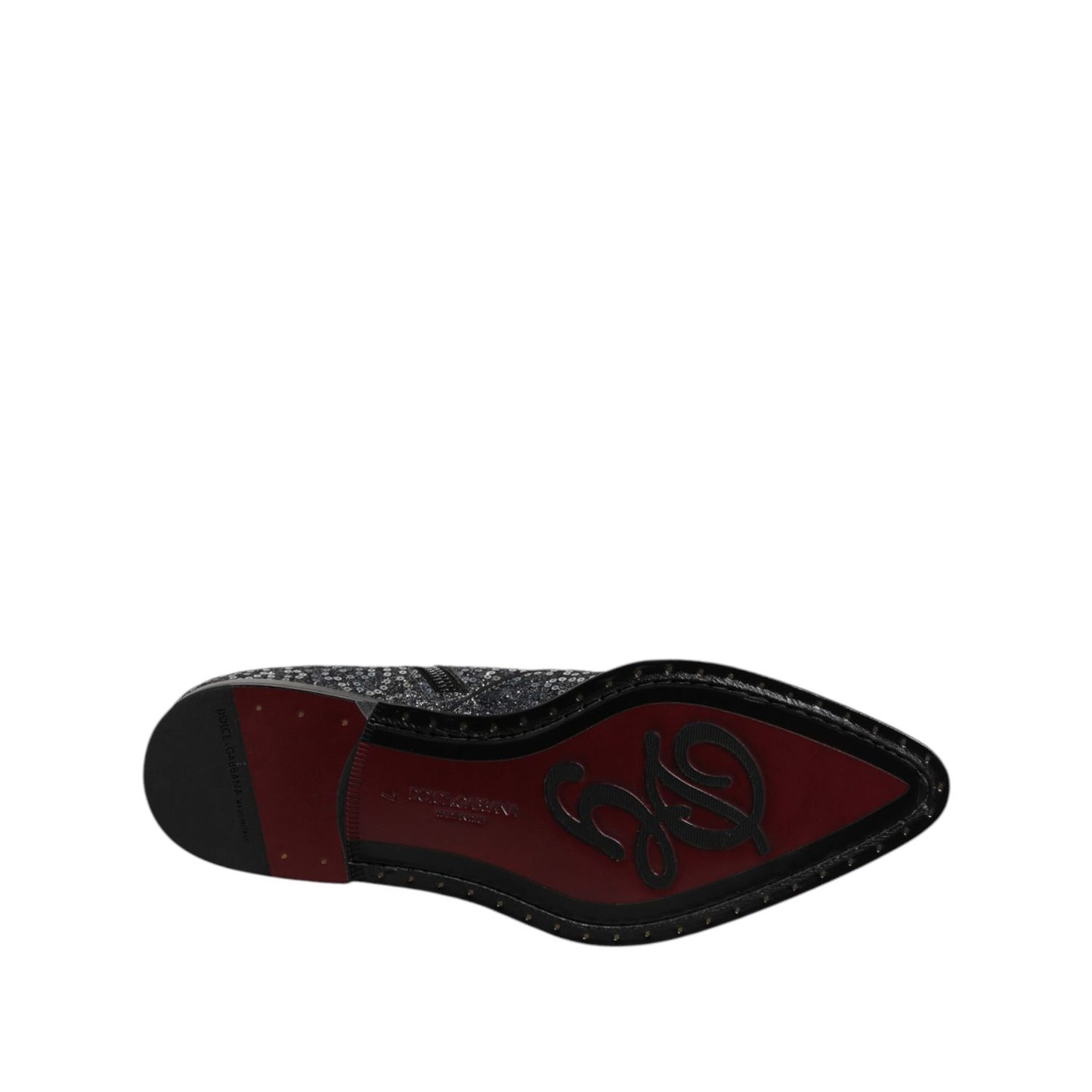 Dolce & Gabbana Dark Gray Cotton Sequined Chelsea Boots Shoes