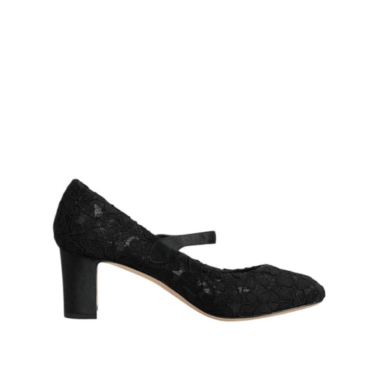Dolce & Gabbana Black Mary Jane Taormina Lace Pumps Shoes LA12718-40