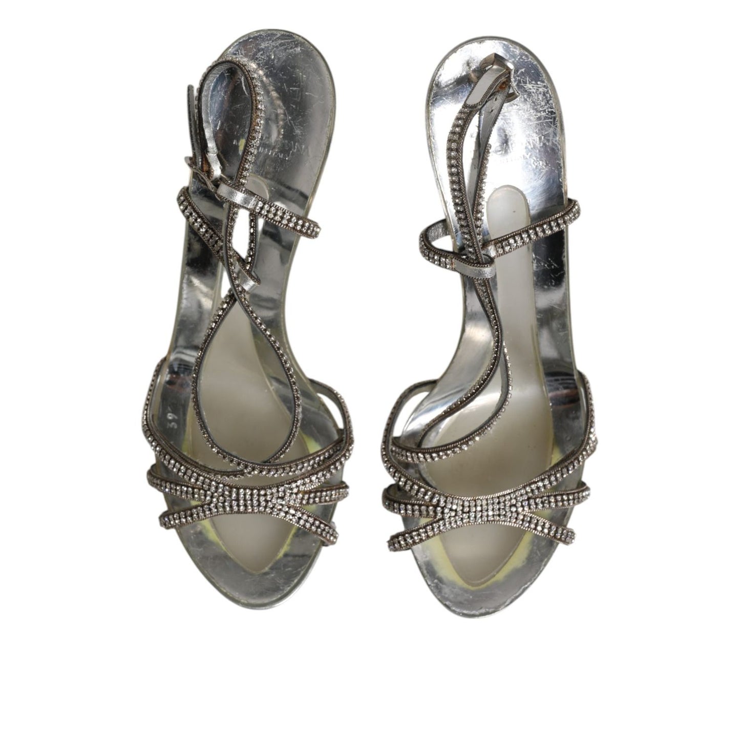 Dolce & Gabbana Silver Strass Ankle Strap Heels Sandals Shoes LA12719-39