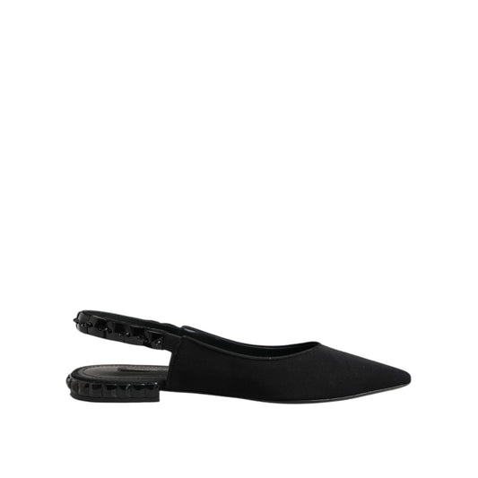 Dolce & Gabbana Black Crystal Charmeuse Slingback Shoes LA12724-37