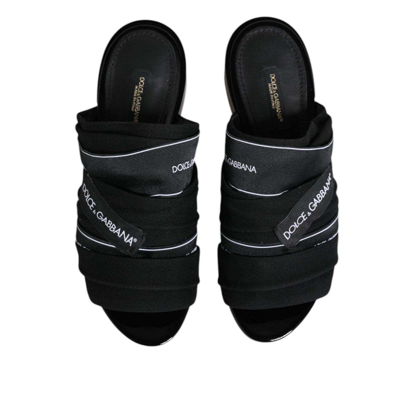 Dolce & Gabbana Black Slides Slip On Sandals Shoes LA12725-35