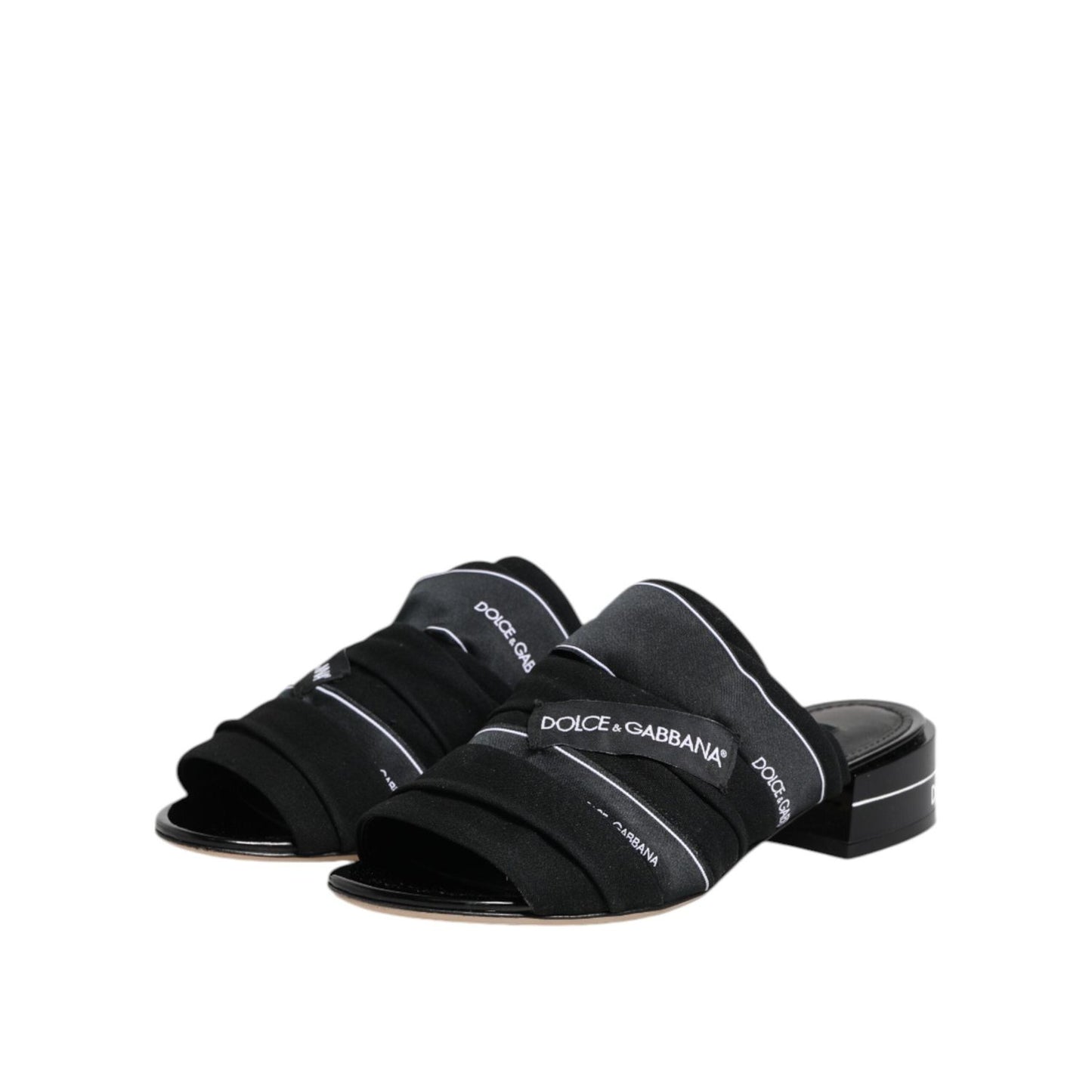 Dolce & Gabbana Black Slides Slip On Sandals Shoes LA12725-35