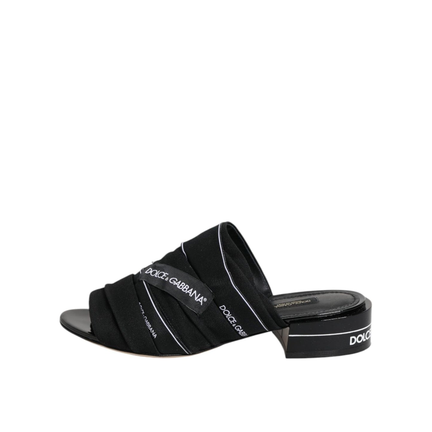 Dolce & Gabbana Black Slides Slip On Sandals Shoes LA12725-35