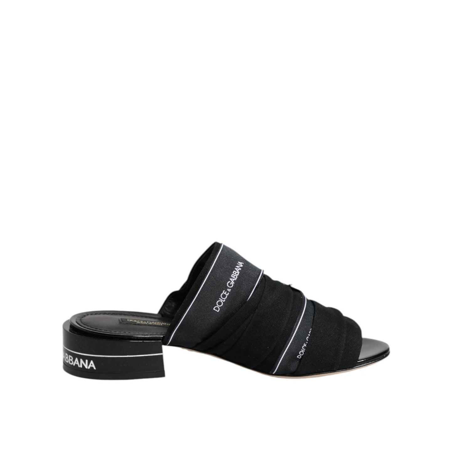 Dolce & Gabbana Black Slides Slip On Sandals Shoes LA12725-35