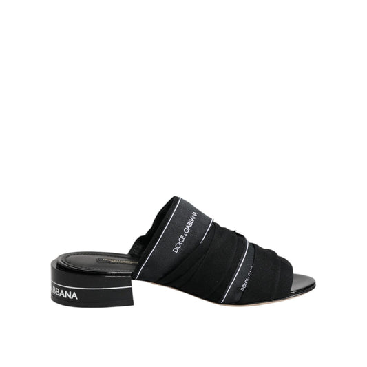 Dolce & Gabbana Black Slides Slip On Sandals Shoes LA12725-35