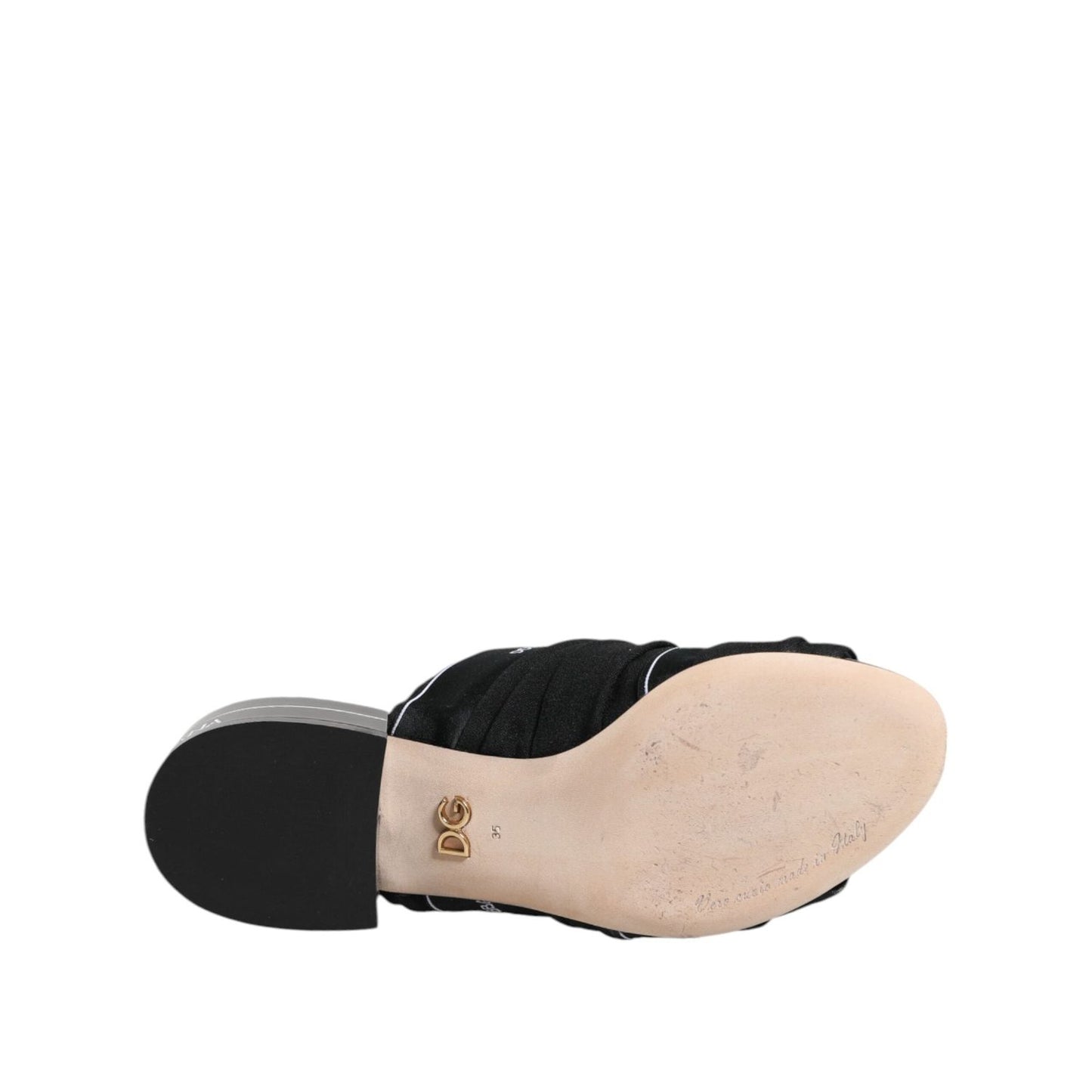 Dolce & Gabbana Black Slides Slip On Sandals Shoes LA12725-35