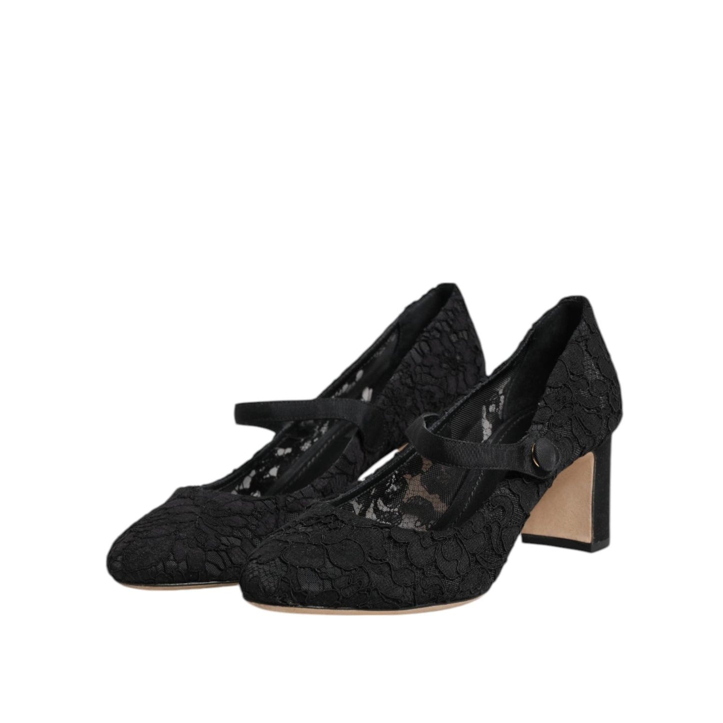 Dolce & Gabbana Black Mary Jane Taormina Lace Pumps Shoes LA12713-38