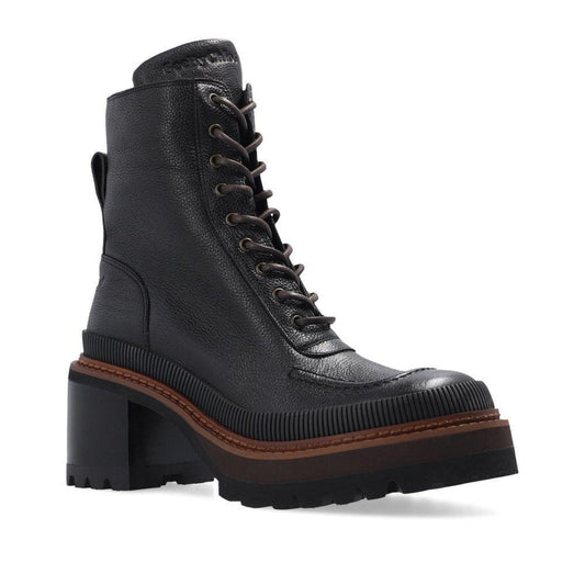See By Chloé Mahalia Leather Lace-Up Boots SE-8736578044116-EU35/US5