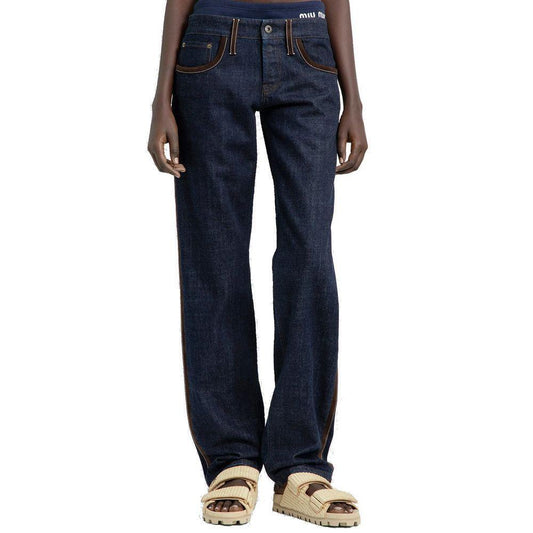 Miu Miu Piped-Trim Denim Jeans MI-8735527796948-W26