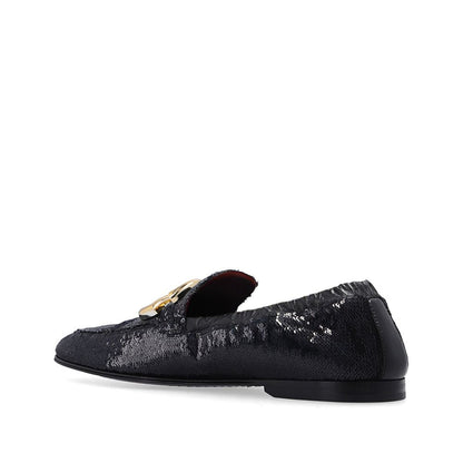 Dolce & Gabbana Black Fabric Slip-On Loafers