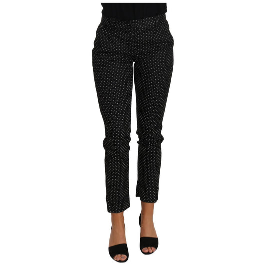Dolce & Gabbana Black Dress Polka Dot Cropped Straight Pants PAN61092-38