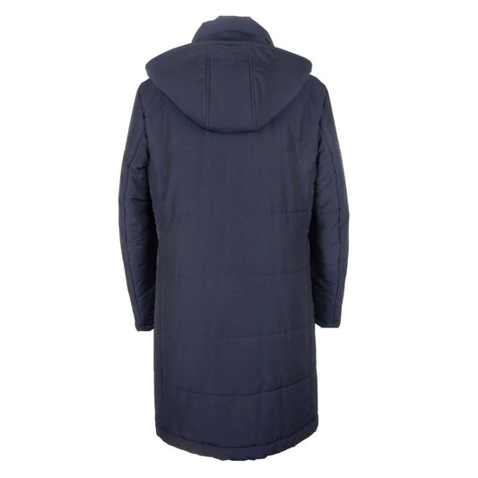 Made in Italy Blue Wool Men's Raincoat LO-5078-IT46 | S