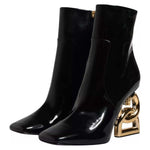 Dolce & Gabbana Black Jackie Leather Mid Calf Boots Shoes LA11986-35.5