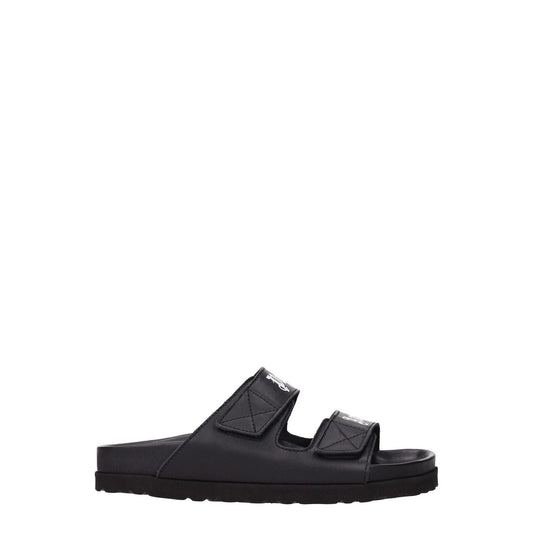 Palm Angels Black Leather Slippers Sandals PA-8547196993801-EU37/US7