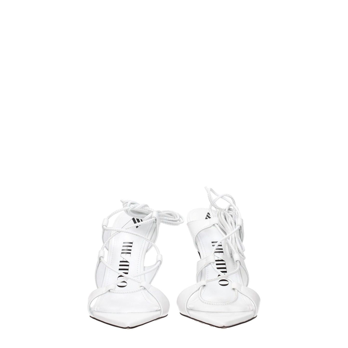 The Attico White Leather Stiletto Heel Sandals