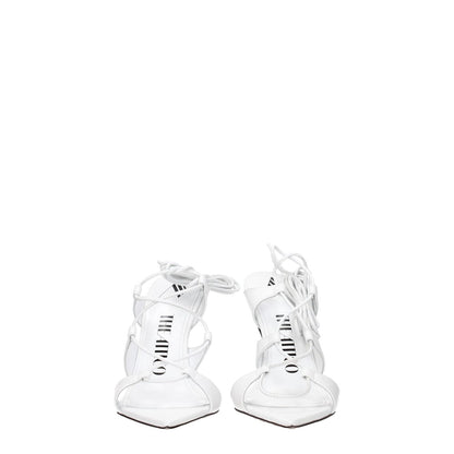 The Attico White Leather Stiletto Heel Sandals