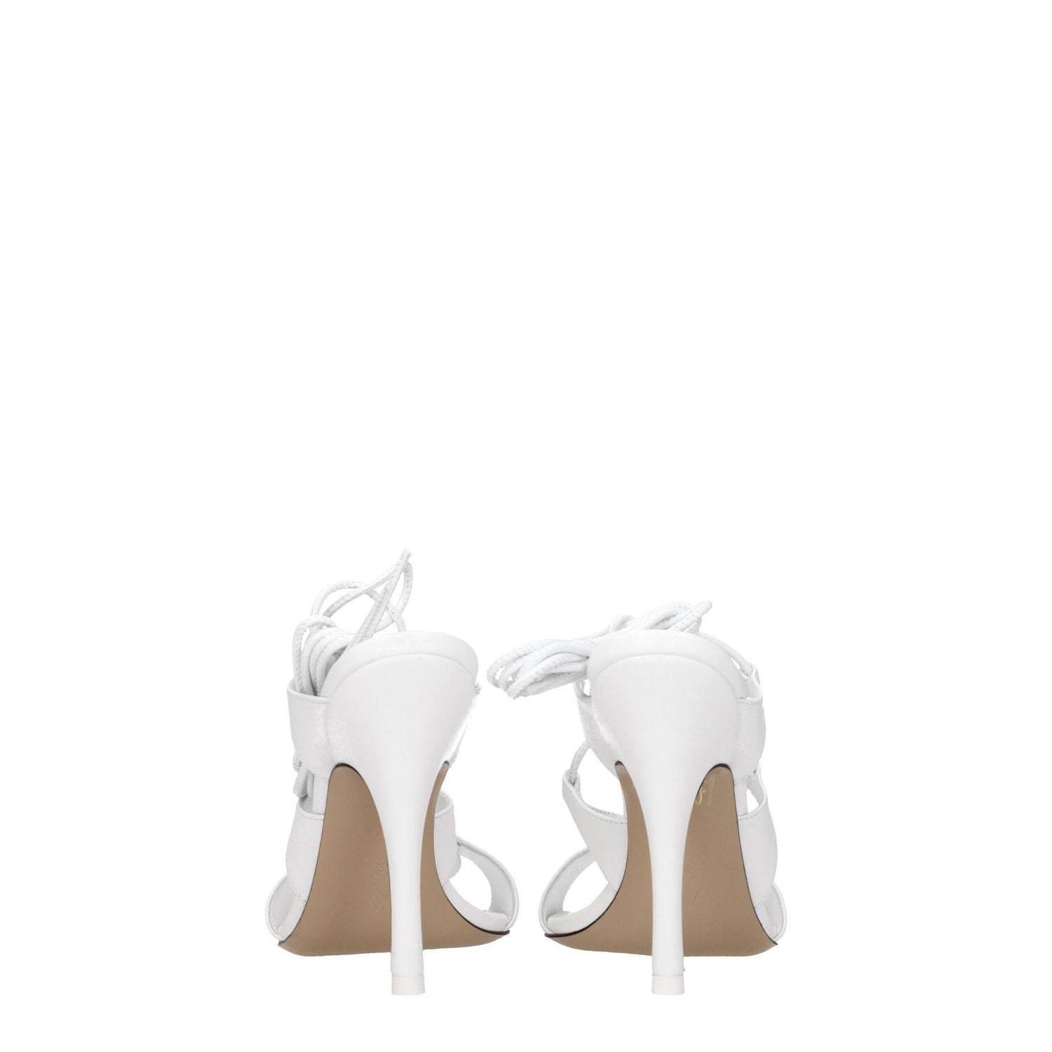 The Attico White Leather Stiletto Heel Sandals
