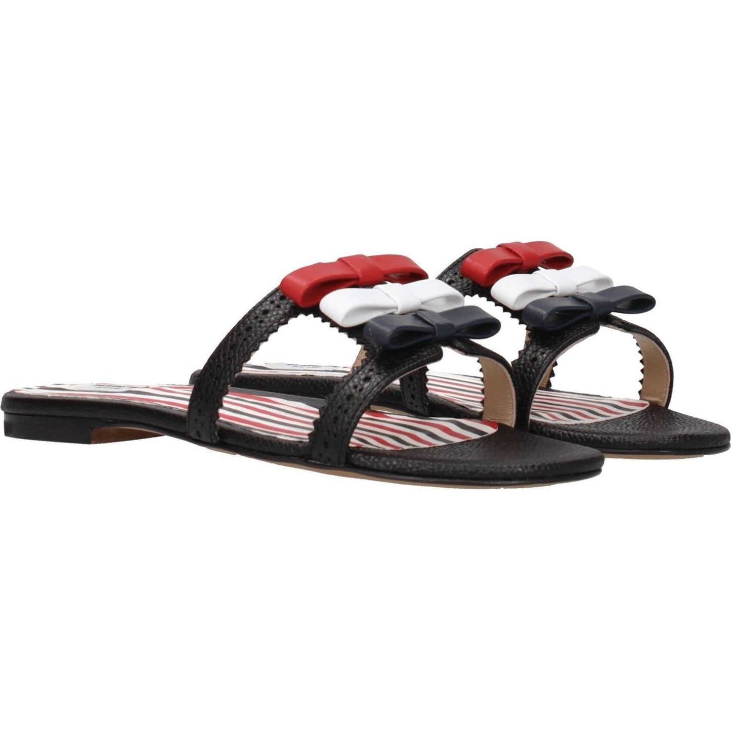 Thom Browne Black Leather Slippers Sandals TH-8547289661705-EU37/US7