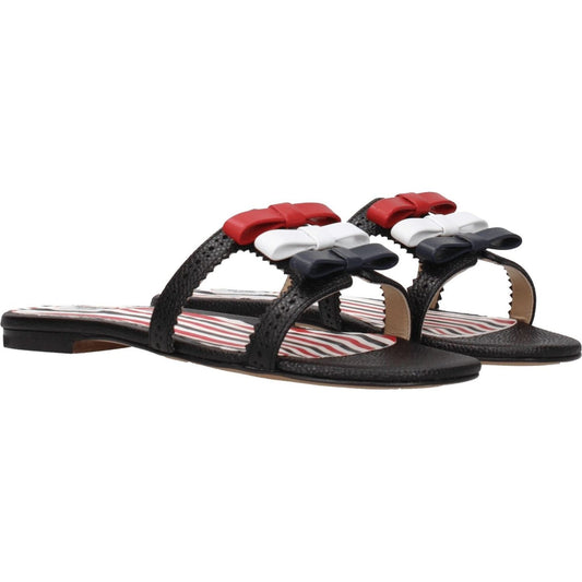 Thom Browne Black Leather Slippers Sandals TH-8547289661705-EU37/US7