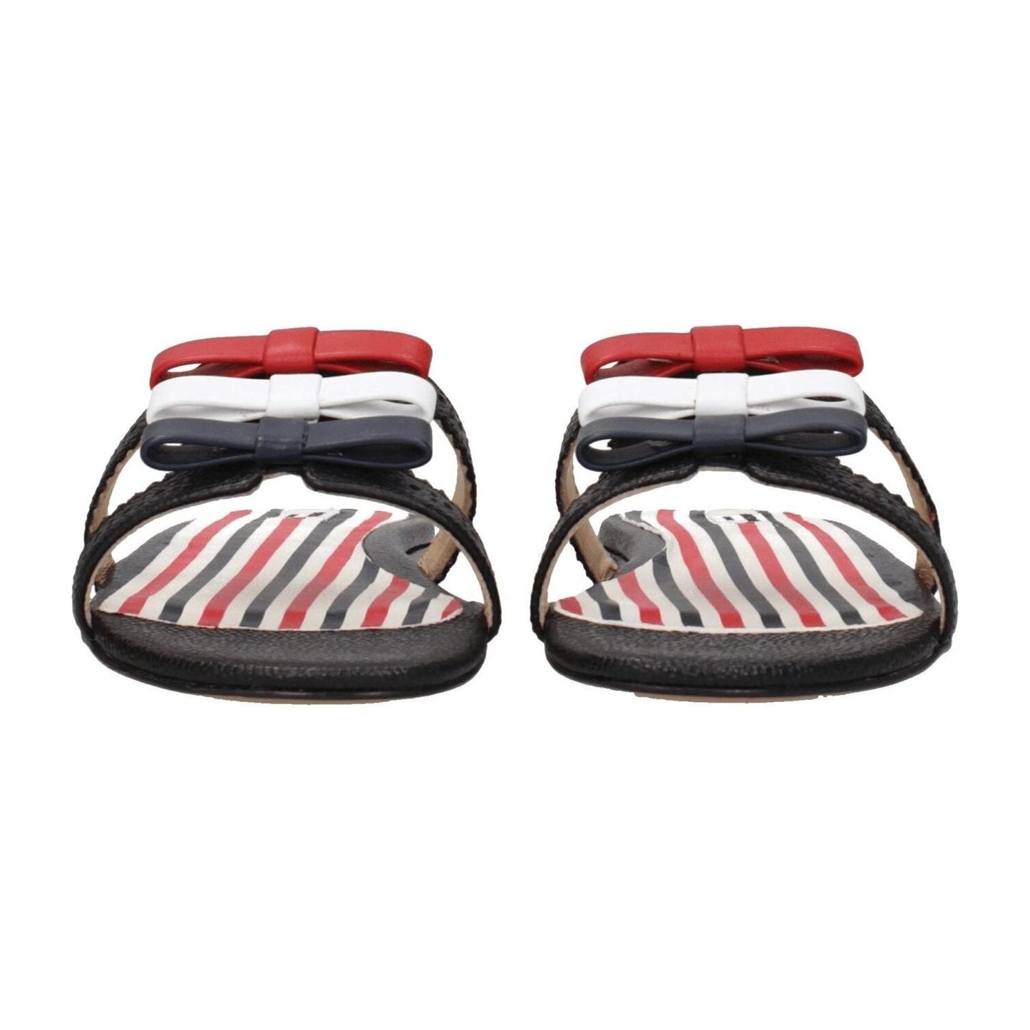 Thom Browne Black Leather Slippers Sandals TH-8547289661705-EU37/US7